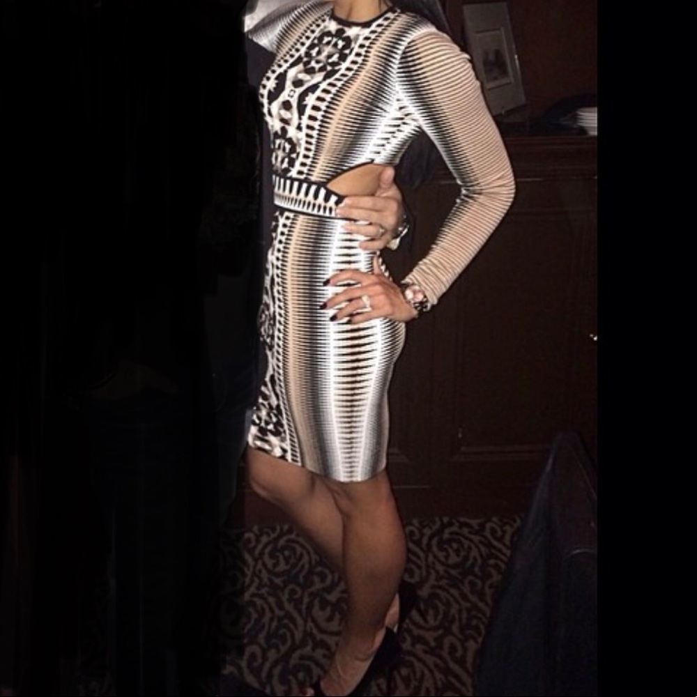Ronny Kobo printed open back, long sleeve dress